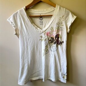 Roxy Cream Floral Short Sleeve Tee